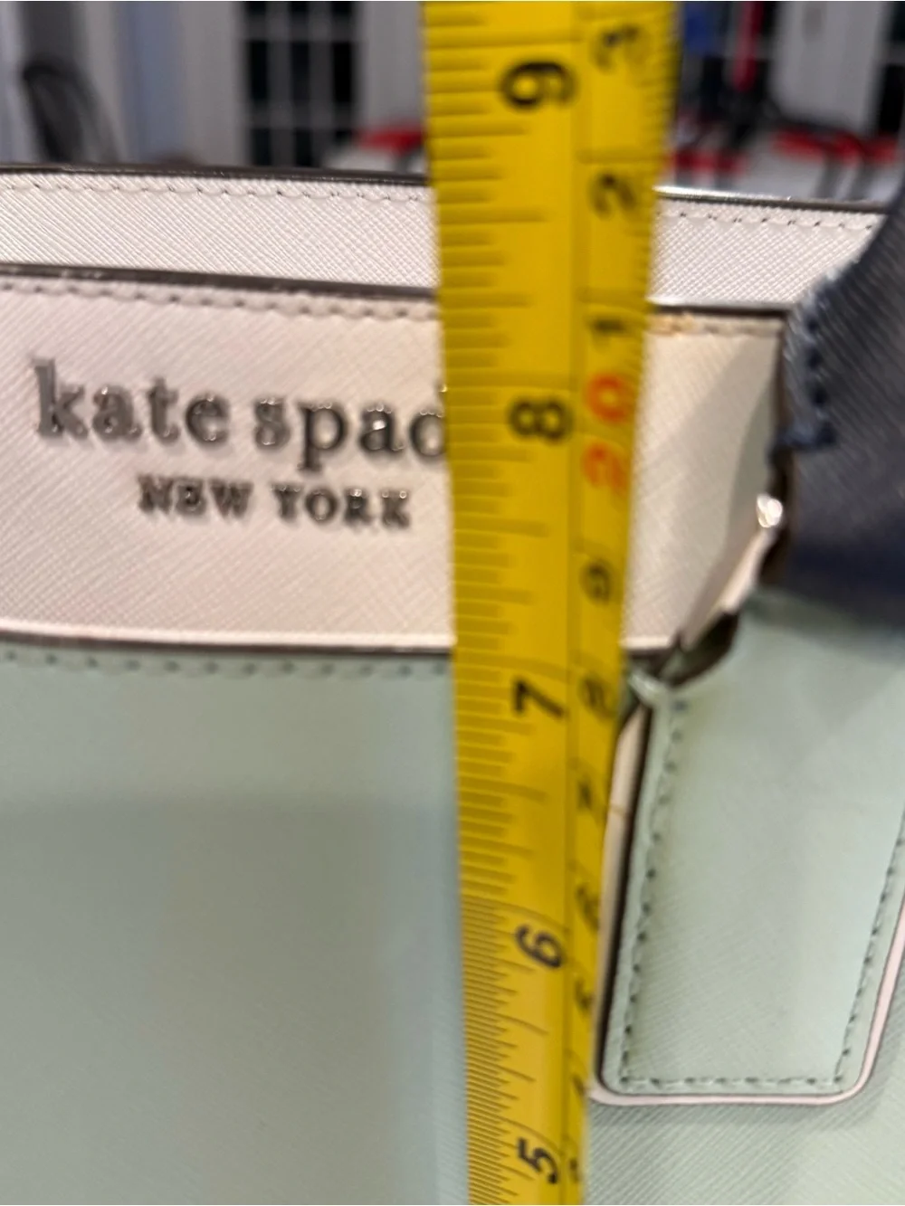 Kate Spade Cameron Medium Satchel/crossbody Pale Green, White & Navy Accents NEW
